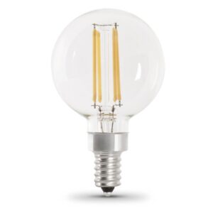 Feit Electric BPG1640/927CA/FIL/2 LED Lamp, Globe, 350 Lumens, 3.8 W, G16-1/2 Lamp, 40 W Equivalent, E12 Lamp Base