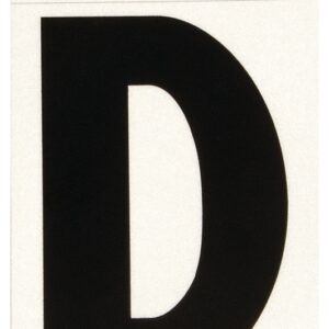 Hy-Ko RV-50/D Reflective Letter, 2-1/2 in W x 4 in H Dimensions, Character: D, 3 in H Character, Black Character, Vinyl