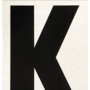 Hy-Ko RV-50/K Reflective Letter, Character: K, 3 in H Character, Black Character, Silver Background, Vinyl