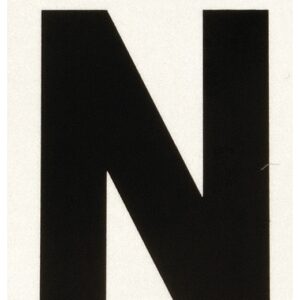 Hy-Ko RV-50/N Reflective Letter, 2-1/2 in W x 4 in H Dimensions, Character: N, 3 in H Character, Black Character, Vinyl