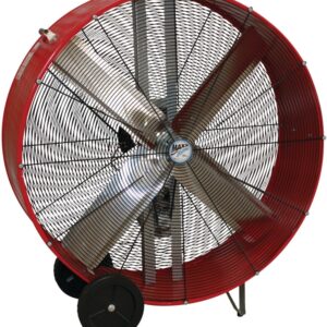 MaxxAir BF48BDRED Portable Drum Fan, 120 V, 2-Speed, 10,100 to 18,000 cfm Air, Black/Red