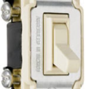 Pass & Seymour 663IGCACC10 TradeMaster Series Toggle Switch, Ivory, 15 A, 120 VAC, Back Wire, Side Wire Terminal