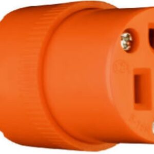 Pass & Seymour 6887OCC10 Electrical Connector, Heavy-Duty, 2-Pole, 15 A, 125 V, NEMA: NEMA 5-15R, Orange