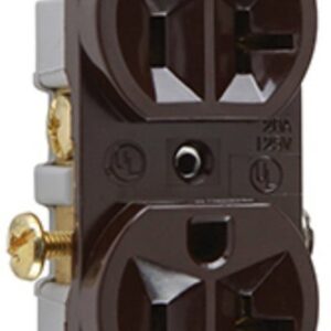 Legrand CR20 Duplex Receptacle, 2 -Pole, 20 A, 125 V, Side Wiring, NEMA: 5-20R, Brown