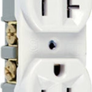 Legrand CR20W Duplex Receptacle, 2 -Pole, 20 A, 125 V, Side Wiring, NEMA: 5-20R, White