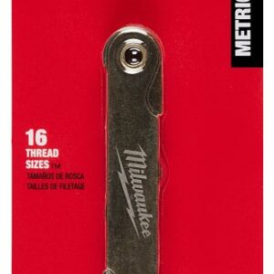 Milwaukee 49-57-5012 Metric Thread Pitch Gauge, 16-Leaf, 0.35 to 3 mm TPI/Pitch, Metal