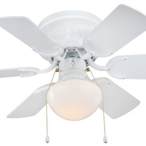 Boston Harbor CF-78108 Ceiling Fan, 6-Blade, White Housing, 30 in Sweep, MDF Blade, 3-Speed