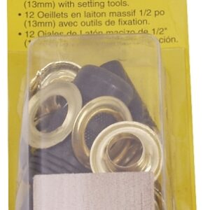 General 71264 Series Grommet Kit, Includes: Anvil, Cutting Block, (48) 1/2 in Grommets, Hole Cutter and Mandrill, Brass