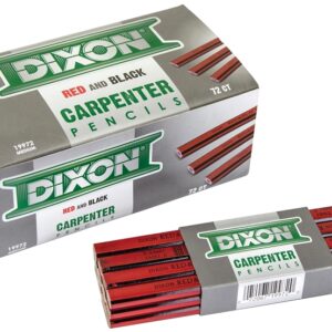 Dixon Ticonderoga 19971 Carpenter Pencil, 7 in L, Wood Barrel, Black/Red Barrel