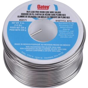 Oatey 53171 Rosin Core Wire Solder, 1/2 lb, Solid, Silver, 450 to 464 deg F Melting Point