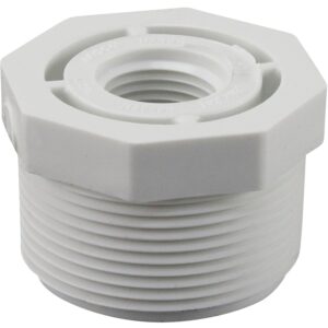 Genova 300 Series 34355 Reducing Bushing, 1-1/2 x 1/2 in, MIP x FIP, White, SCH 40 Schedule
