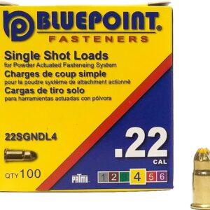 Blue Point Fasteners 22SGNDL4P Powder Load, 0.22 Caliber, Power Level: 4, Yellow Code, 5.6 mm Dia, 16 mm L
