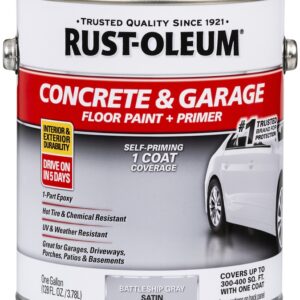 Rust-Oleum 225380 Porch and Floor Paint, Water, Satin, Battleship Gray, 1 gal, Can, 300 to 400 sq-ft/gal Coverage Area