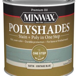 Minwax PolyShades 213944444 Interior Wood Stain, Satin, Vintage Blue, Liquid, 0.5 pt