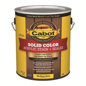 Cabot 140.0001808.007 Solid Stain, Low Luster, Medium Base, Liquid, 1 gal