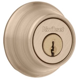Kwikset 600 Series 665 5 RCAL RCS/5303 Deadbolt, 3 Grade, Keyed Key, Zinc, Antique Brass, 2-3/8 to 2-3/4 in Backse