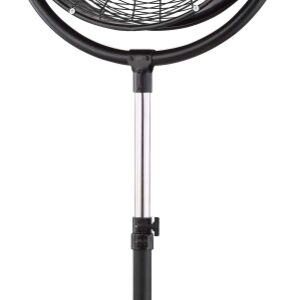 PowerZone FES50-T2 Pedestal Fan with Drum/Stand, 120 V, 1.25 A, 20 in Dia Blade, 3-Blade, Metal Blade, Black