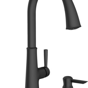 American Standard Maven 9319300.243 Series Pull-Down Kitchen Faucet with Soap Dispenser, 8-5/8 in, Matte Black, 1.8 gpm