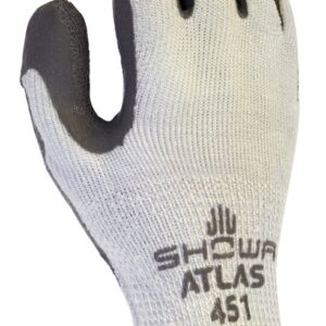 Showa 451-M Gloves, Unisex, M, 9.84 in L, Elastic Cuff, Gray/Light Gray