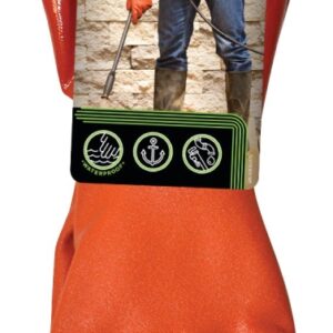 Showa 620XL-10.RT Coated Gloves, XL, 12 in L, Gauntlet Cuff, PVC, Orange