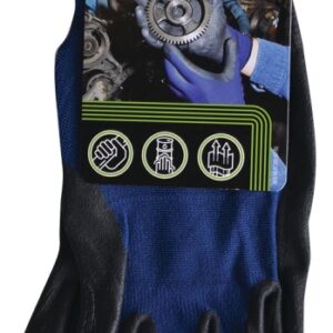 Showa 380L-08.RT Coated Gloves, L, 8-21/32 to 10-15/64 in L, Elastic Wrist, Seamless Knit Cuff, Nitrile Foam Coating