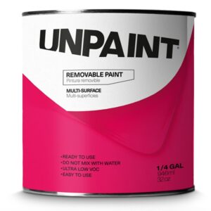 UNPAINT 300 0002 000002 Removable Paint, White, 1 qt, 128 to 170 sq-ft Coverage Area