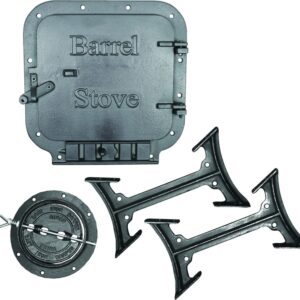 US Stove BK100E/BSK1000 Barrel Stove Kit, Iron, For: 30 or 55 gal Barrel Drums, 2-Piece
