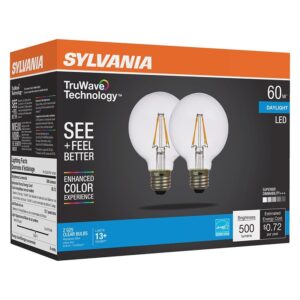 Sylvania Natural 41334 LED Bulb, G25 Lamp, 60 W Equivalent, E26 Medium Lamp Base, Dimmable, Clear, Daylight Light
