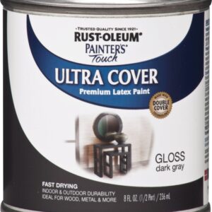 Rust-Oleum 1986730 Enamel Paint, Water, Gloss, Dark Gray, 0.5 pt, Can, 120 sq-ft Coverage Area