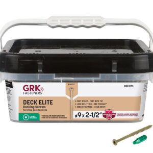 GRK Fasteners 29212 Deck Screw, #9 Thread, 2-1/2 in L, Coarse Thread, Bugle Head, Star Drive, Steel, Polymer, 1100 PK