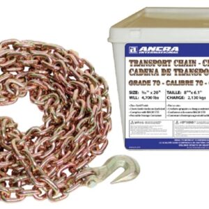 Ancra 45881-10-20-SP Transport Chain Assembly with Clevis Hook, 5/16 in, 20 ft L, 4700 lb Working Load, 70 Grade