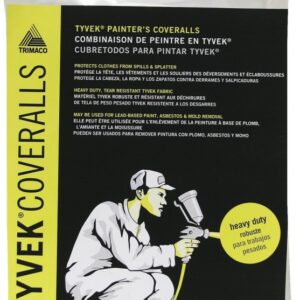 Trimaco 14125 Professional Painter's Coveralls, 3XL, Zipper Closure, Tyvek, White