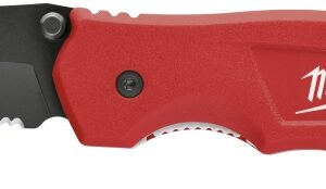 Milwaukee FASTBACK Series 48-22-1530 Utility Knife, 3 in L Blade, Stainless Steel Blade, Contour-Grip Handle, Red Handle