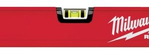 Milwaukee REDSTICK Series MLBXM24 Magnetic Box Level, 24 in L, 3-Vial, 1-Hang Hole, Magnetic, Aluminum, Red