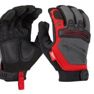 Milwaukee 48-22-8733 Multi-Purpose Work Gloves, Unisex, XL, 7.77 to 7.97 in L, Hook-and-Loop Cuff, Leather, Black/Red