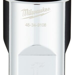 Milwaukee 45-34-9108 Socket, 1 in Socket, 1/2 in Drive, 6-Point, Chrome Vanadium Steel, Chrome