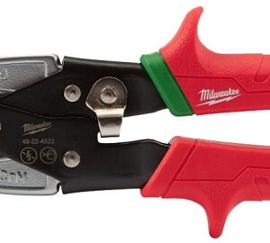 Milwaukee 48-22-4522 Aviation Snip, 10 in OAL, 5 in L Cut, Right Cut, Steel Blade, Ergonomic Handle, Red Handle