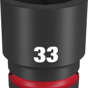 Milwaukee SHOCKWAVE Impact Duty Series 49-66-6371 Shallow Impact Socket, 33 mm Socket, 3/4 in Drive, Square Drive
