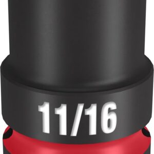 Milwaukee SHOCKWAVE Impact Duty Series 49-66-6205 Shallow Impact Socket, 11/16 in Socket, 1/2 in Drive, Square Drive