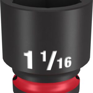 Milwaukee SHOCKWAVE Impact Duty Series 49-66-6211 Shallow Impact Socket, 1-1/16 in Socket, 1/2 in Drive, Square Drive