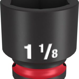 Milwaukee SHOCKWAVE Impact Duty Series 49-66-6212 Shallow Impact Socket, 1-1/8 in Socket, 1/2 in Drive, Square Drive