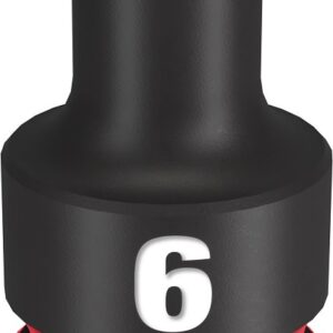 Milwaukee SHOCKWAVE Impact Duty Series 49-66-6130 Shallow Impact Socket, 6 mm Socket, 3/8 in Drive, Square Drive