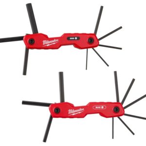 Milwaukee 48-22-2183 Folding Hex Key Set, Aluminum/Steel, Black Oxide, Black/Red