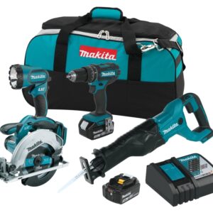 Makita LXT XT442 Combination Kit, Battery Included, 18 V, 4-Tool, Lithium-Ion Battery