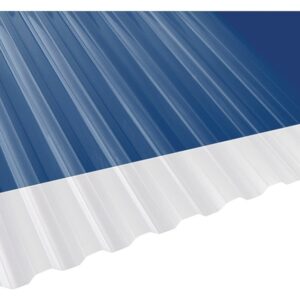 Suntuf 101697 Corrugated Panel, 8 ft L, 26 in W, Greca 76 Profile, 0.032 in Thick Material, Polycarbonate, Clear
