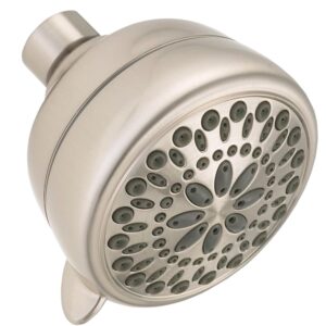 Delta 75763CSN Shower Head, Round, 1.75 gpm, 1/2 in Connection, IPS, 7-Spray Function, Plastic, Nickel, 3-3/8 in Dia