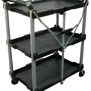 Olympia Tools PACK-N-ROLL Series 85-188 Service Cart, 65 lb per level, 15 in OAW, 34 in OAH, 26-1/8 in OAD, Aluminum, Black