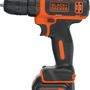 Black+Decker BDCDD12C/LDX112C Drill/Driver, Battery Included, 12 V, Keyless Chuck, 3/8 in Chuck