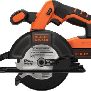 Black+Decker BDCCS20C Circular Saw Kit, Battery Included, 20 V, 1.5 Ah, 5-1/2 in Dia Blade, 45 deg Bevel