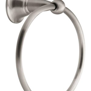 Moen Sage Series DN6886BN Towel Ring, 6 in Dia Ring, 22 lb, Brass/Zinc, Brushed Nickel, Screw Mounting